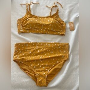 Kona sol yellow polka dot swimsuit